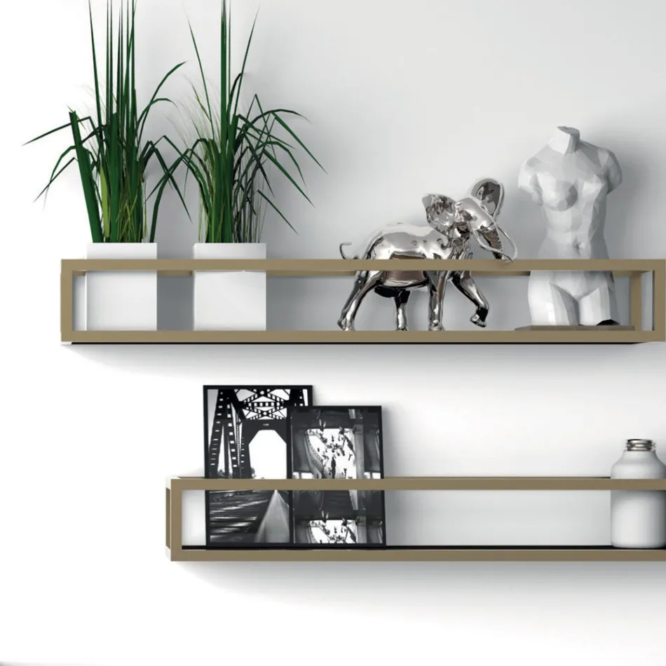 Samenstelling 5 vrijstaande badkamermeubels in metaal, ecolegno en luxe aardewerk - Cizco Viadurini