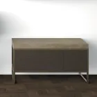 Samenstelling 5 vrijstaande badkamermeubels in metaal, ecolegno en luxe aardewerk - Cizco Viadurini