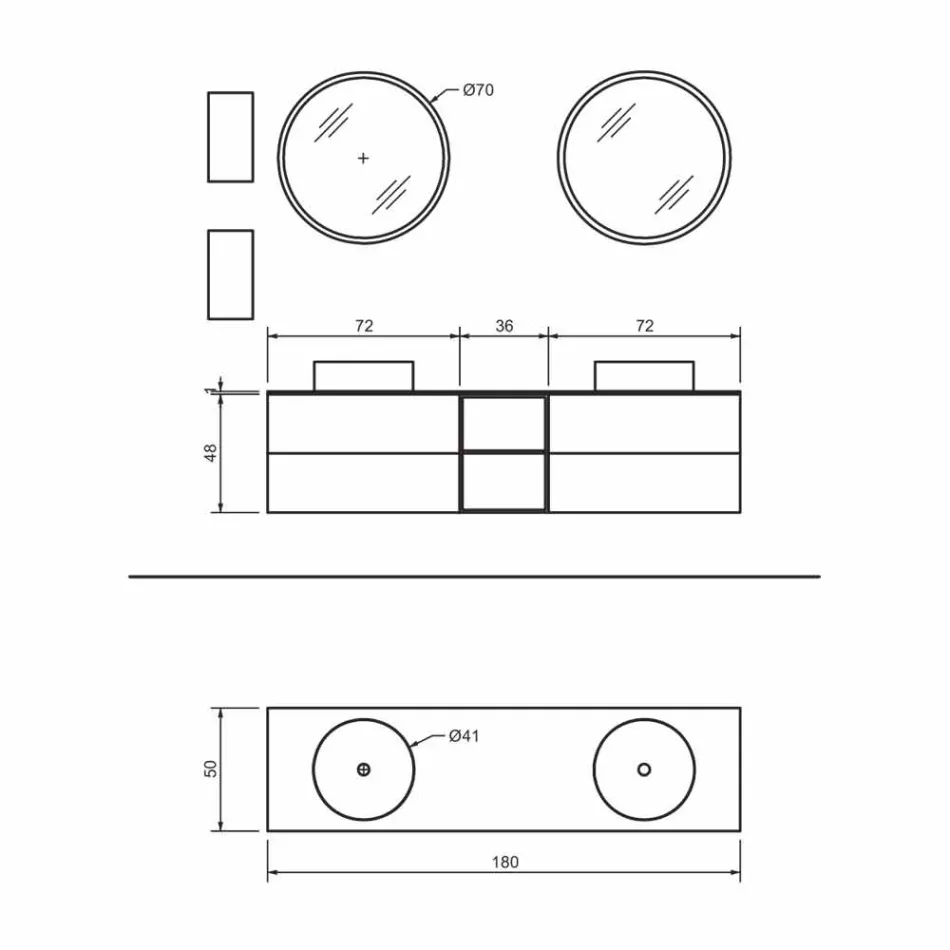 Samenstelling 5 Hangend badkamermeubel met dubbele wastafel Made in Italy - Renga Viadurini