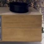 Samenstelling 5 hangende badkamermeubels in hout en kristal Made in Italy - Renga Viadurini