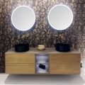 Samenstelling 5 hangende badkamermeubels in hout en kristal Made in Italy - Renga