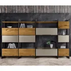 Wandcompositie in Mdf en eikenhouten meubelplaat Made in Italy - Marit Viadurini