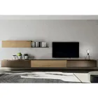 Moderne wandcompositie in Scandinavisch geknoopt eiken en ijzeren afwerking - Iselin Viadurini