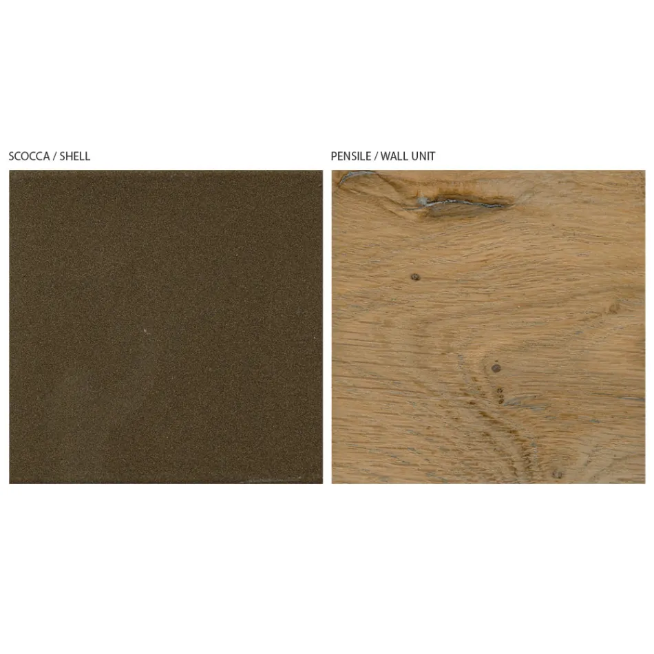 Moderne wandcompositie in Scandinavisch geknoopt eiken en ijzeren afwerking - Siri Viadurini