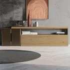 Moderne wandcompositie in Scandinavisch geknoopt eiken en ijzeren afwerking - Siri Viadurini