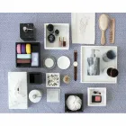 Samenstelling Badkameraccessoires in wit Carrara-marmer Gemaakt in Italië - Tuono Viadurini