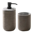 Grijze badkamermeubelcompositie met spiegel en bodemkast - Sylviane Viadurini