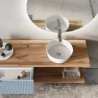 Tiffany blauwe en eiken badkamersamenstelling met spiegel Made in Italy - Ermes Viadurini