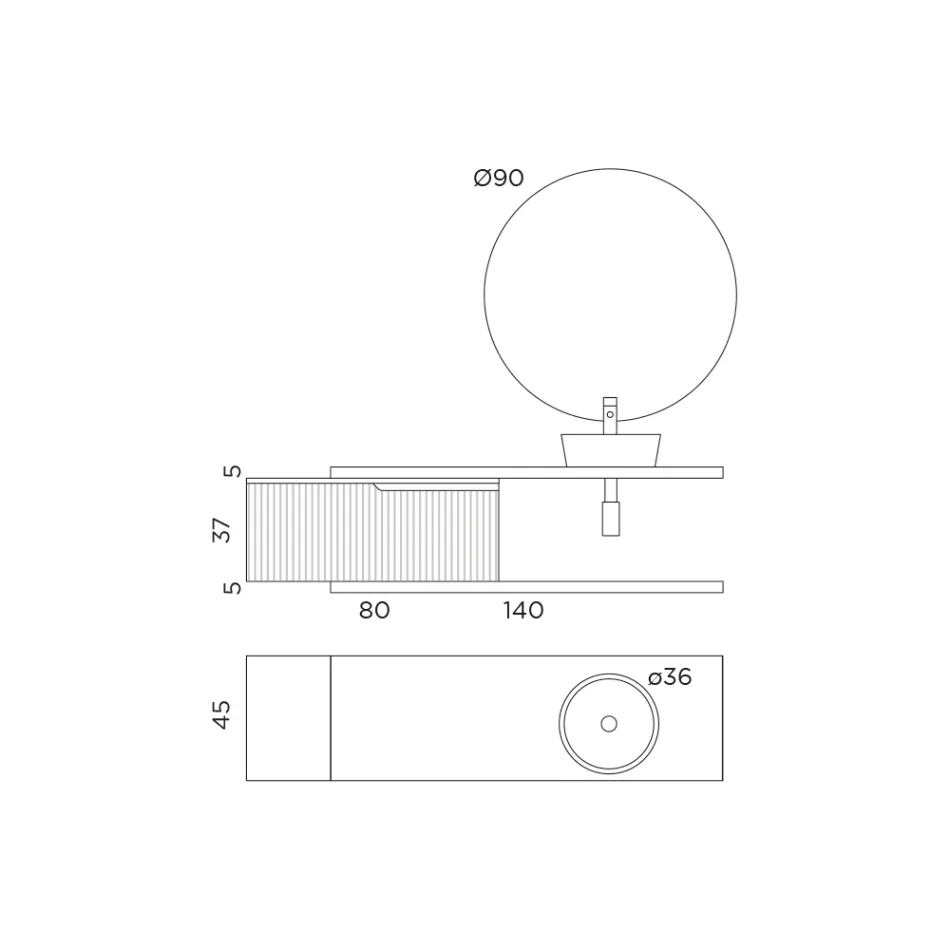 Tiffany blauwe en eiken badkamersamenstelling met spiegel Made in Italy - Ermes Viadurini