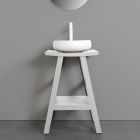 Witte badkamercompositie met accessoires van klei en spiegel - Maryse Viadurini
