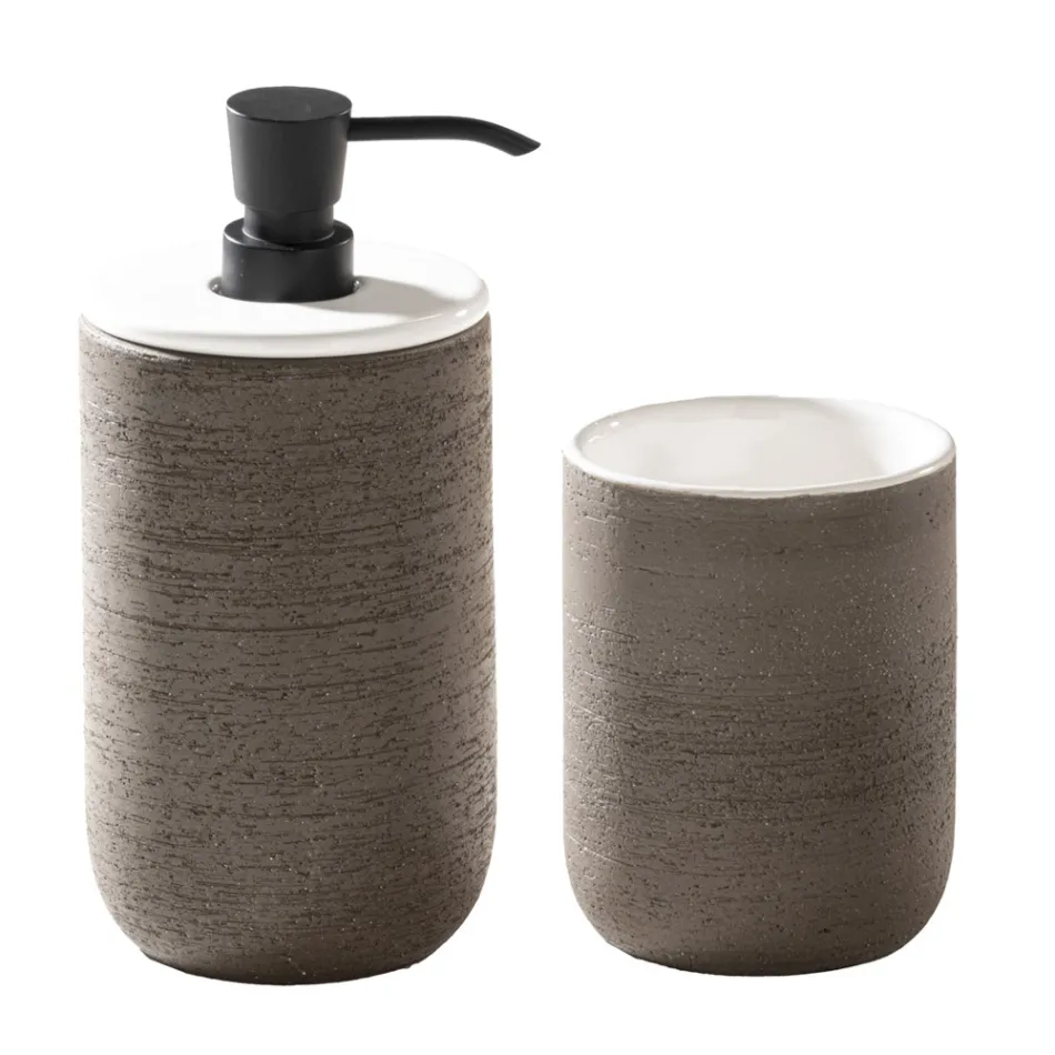 Witte badkamercompositie met bodemondersteuning en designaccessoires - Georges Viadurini