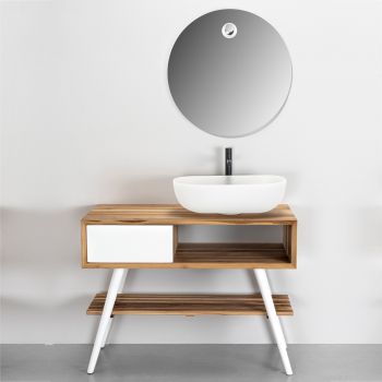 Witte badkamercompositie met kast, spiegel en accessoires - Sylviane