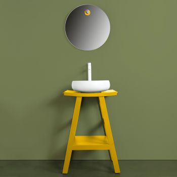 Gele badkamercompositie inclusief spiegel en accessoires - Maryse
