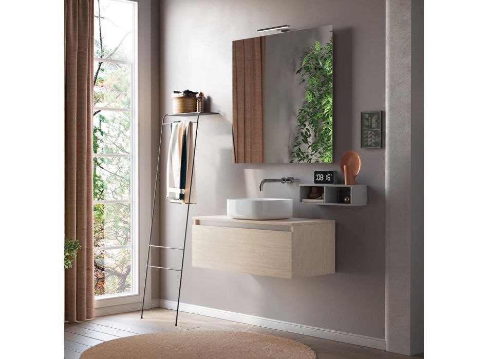 Badkamercompositie Compleet met wastafel, spiegel en voet Made in Italy - Dream Viadurini