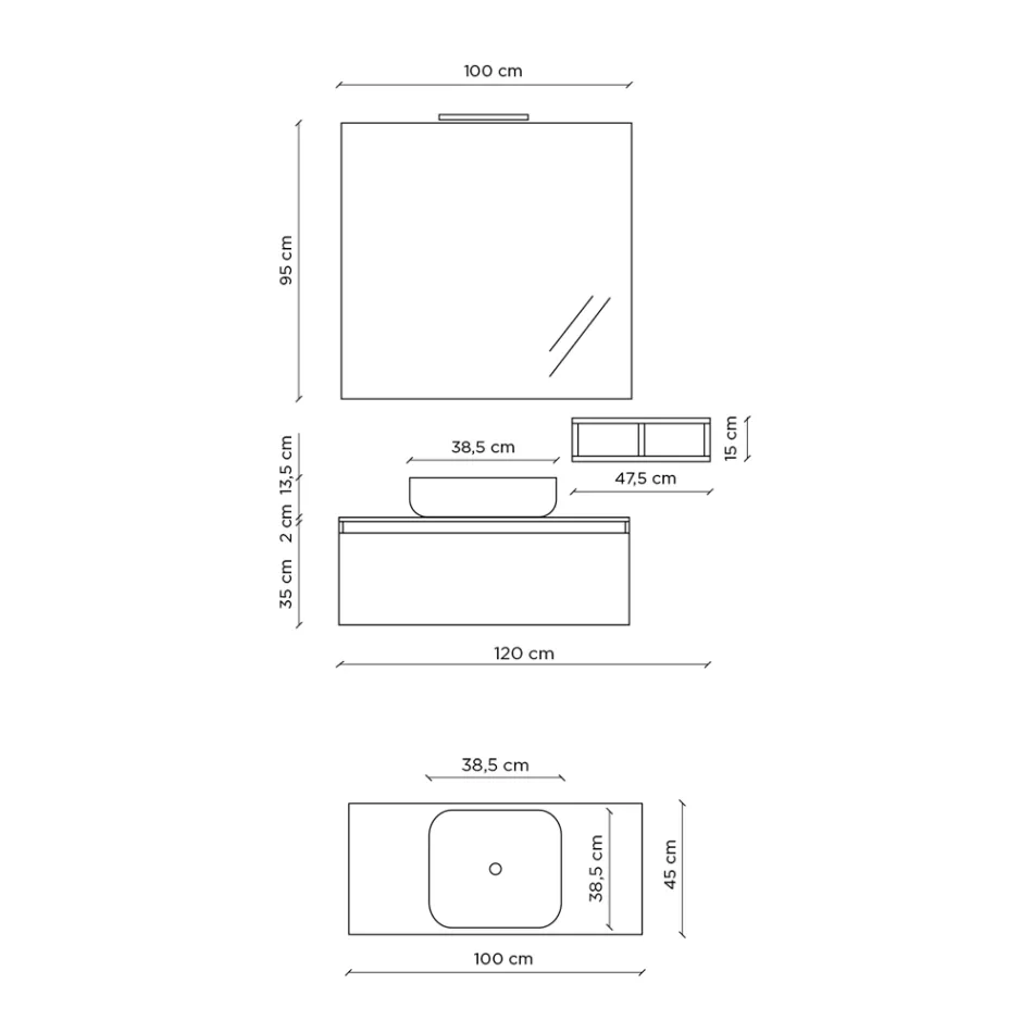 Badkamercompositie Compleet met wastafel, spiegel en voet Made in Italy - Dream Viadurini