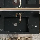 Badkamercompositie compleet met spiegel en dubbele wastafel Made in Italy - Palom Viadurini