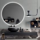 Badkamercompositie compleet met spiegel, wastafel, onderstel en blad Made in Italy - Palom Viadurini
