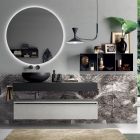 Badkamercompositie compleet met spiegel, wastafel, onderstel en blad Made in Italy - Palom Viadurini