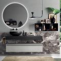 Badkamercompositie compleet met spiegel, wastafel, onderstel en blad Made in Italy - Palom