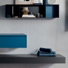 Badkamercompositie compleet met spiegel, keramische wastafel Made in Italy - Palom Viadurini