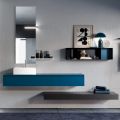 Badkamercompositie compleet met spiegel, keramische wastafel Made in Italy - Palom