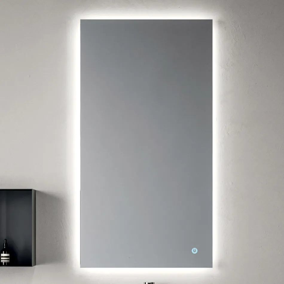 Badkameropstelling bestaande uit een plank met wastafel, wandkasten en spiegel - Velaria Viadurini