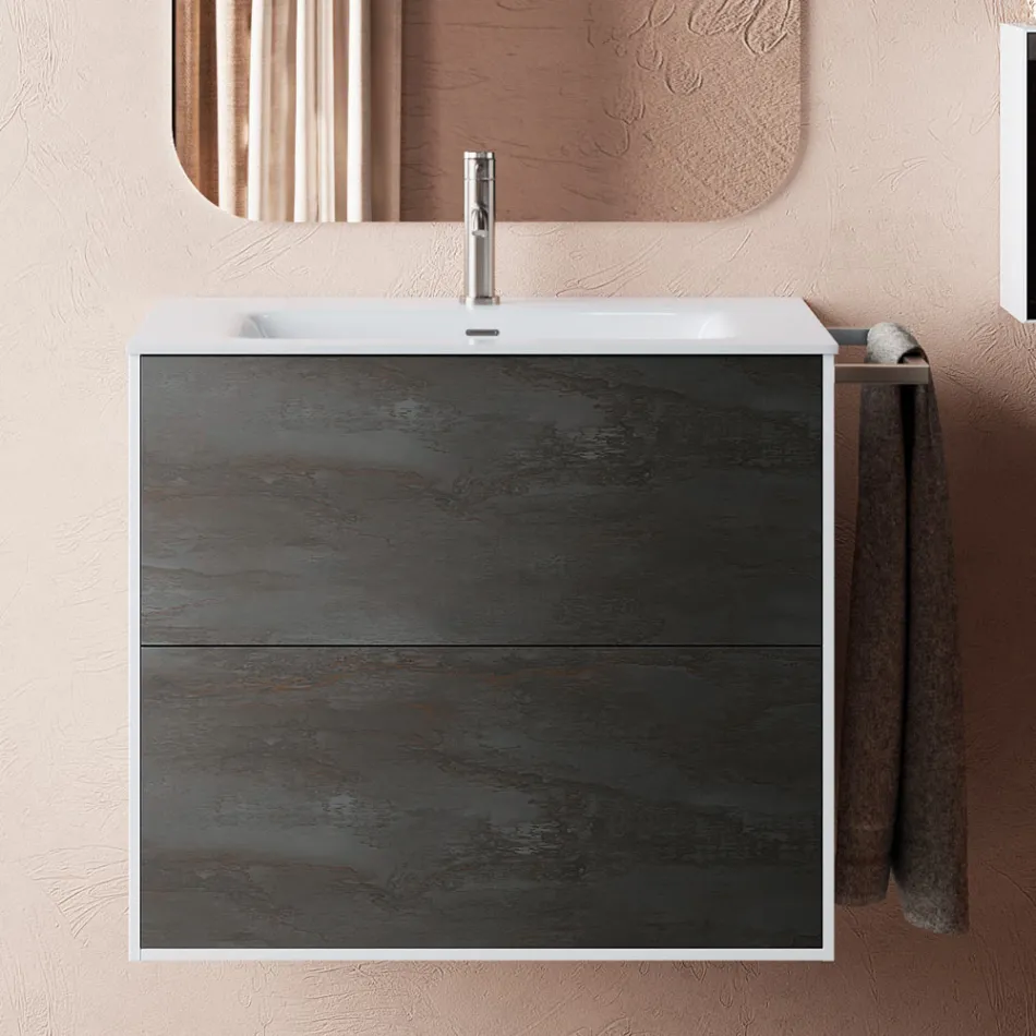 Badkamer Samenstelling Samengesteld uit Spiegel en Anti-krasbasis Gemaakt in Italië - Kilo's Viadurini