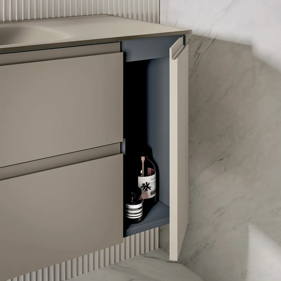 Badkamermeubel inclusief onderkast met 2 lades en 1 deur - Titan Viadurini