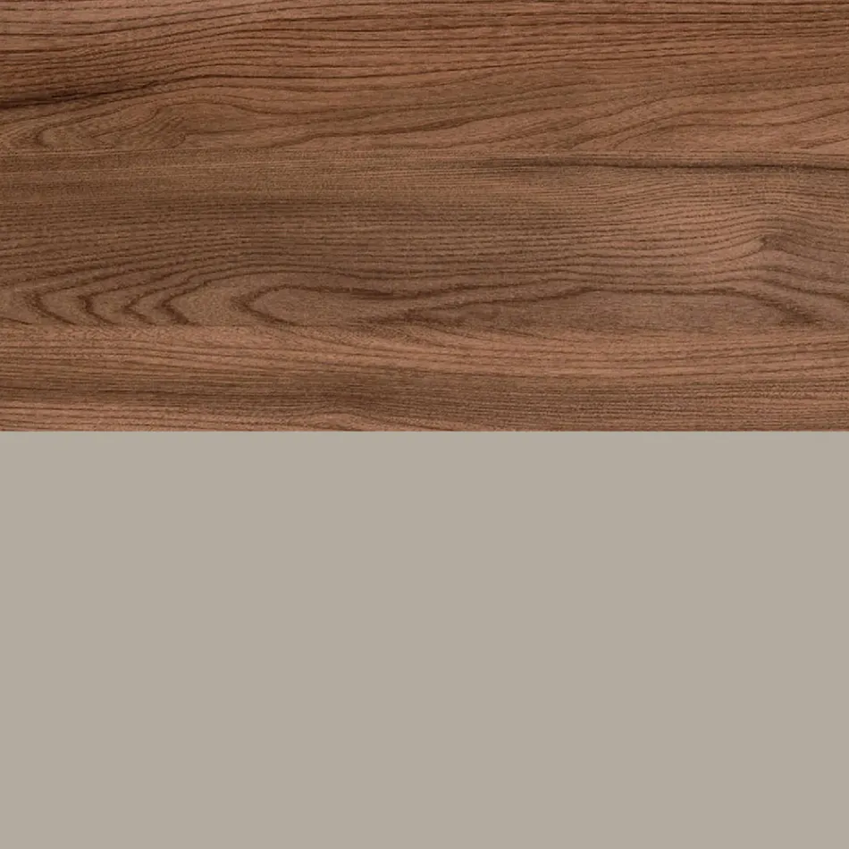 Badkamermeubel met 1 lade, 2 eikenhouten planken, wastafel en spiegel - Titan Viadurini