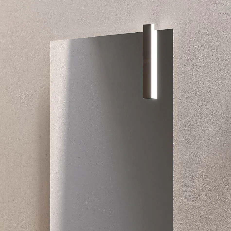 Badkamermeubel met 1 lade, 2 eikenhouten planken, wastafel en spiegel - Titan Viadurini