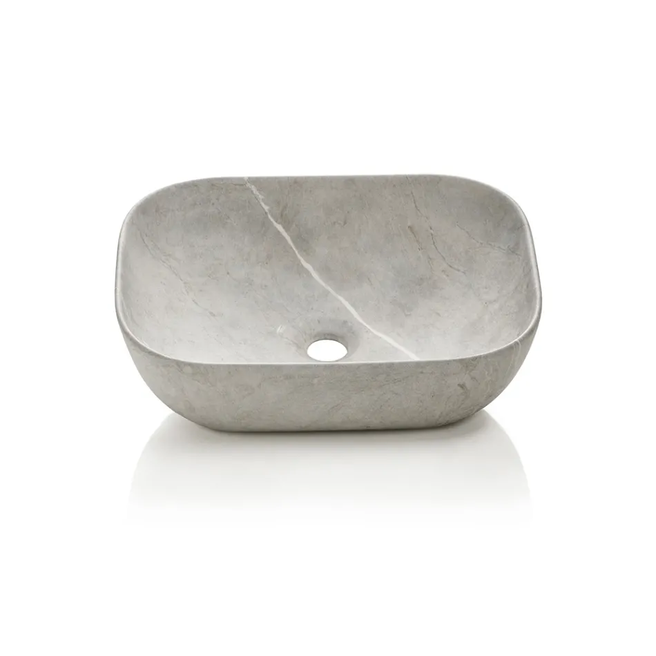 Badkamermeubel met 1 lade, 2 eikenhouten planken, wastafel en spiegel - Titan Viadurini