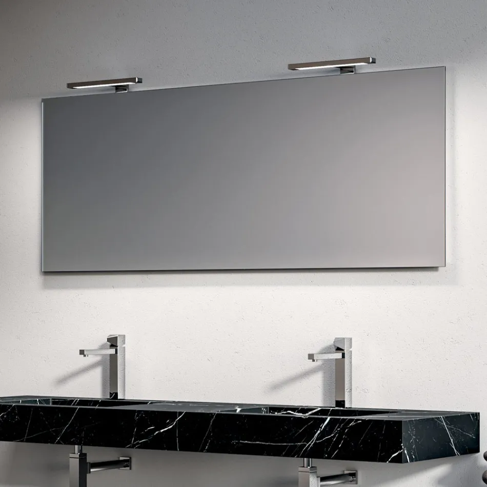 Badkamercompositie met 1 witte lade, spiegel en Marquina HPL-plank - Velaria Viadurini