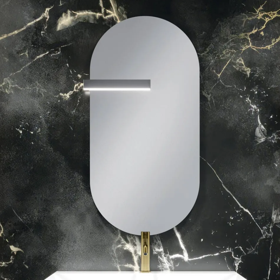 Badkamercompositie met 2 matwitte lades, wastafel en spiegel - Elios Viadurini