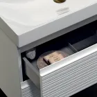 Badkamercompositie met 2 matwitte lades, wastafel en spiegel - Elios Viadurini