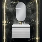 Badkamercompositie met 2 matwitte lades, wastafel en spiegel - Elios Viadurini