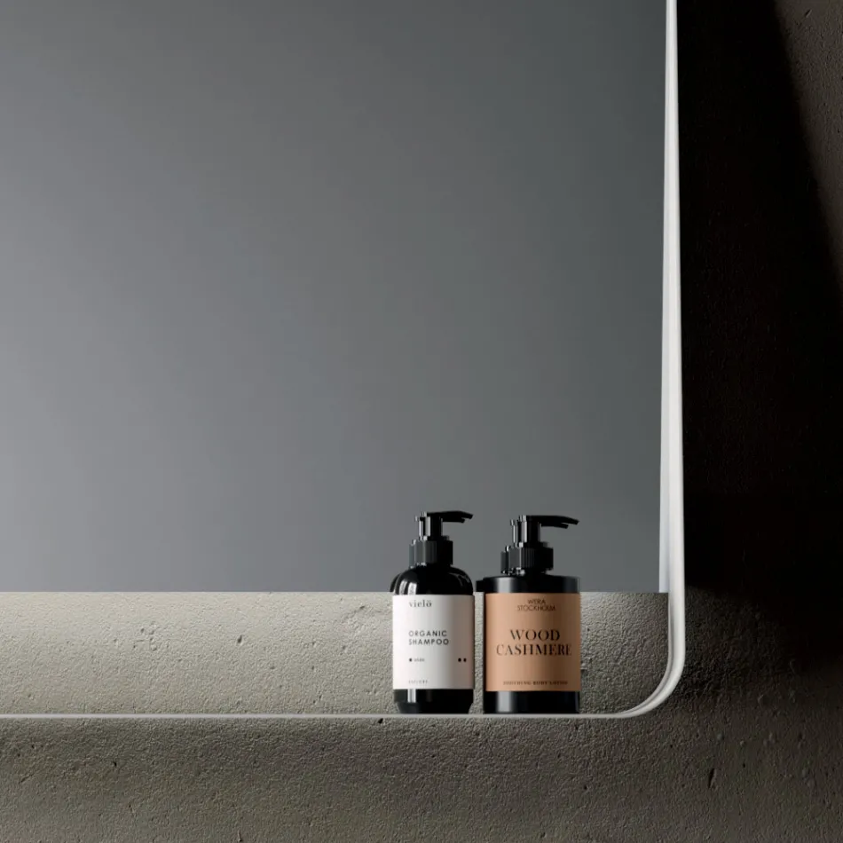 Badkamermeubel met 2 lades en 2 open vakken, spiegel en wastafel - Magnolia Viadurini