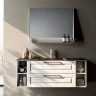 Badkamermeubel met 2 lades en 2 open vakken, spiegel en wastafel - Magnolia Viadurini