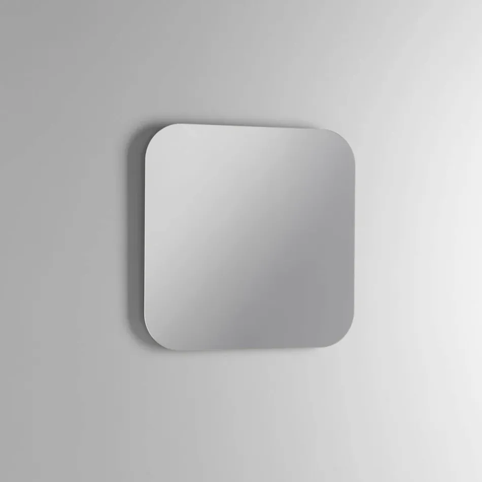 Badkamercompositie met 2 eikenhouten lades, keramische wastafel en spiegel - Titan Viadurini