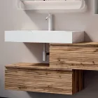 Badkameropstelling met 2 lades, witte wastafel, spiegel en wandkastje - Elios Viadurini