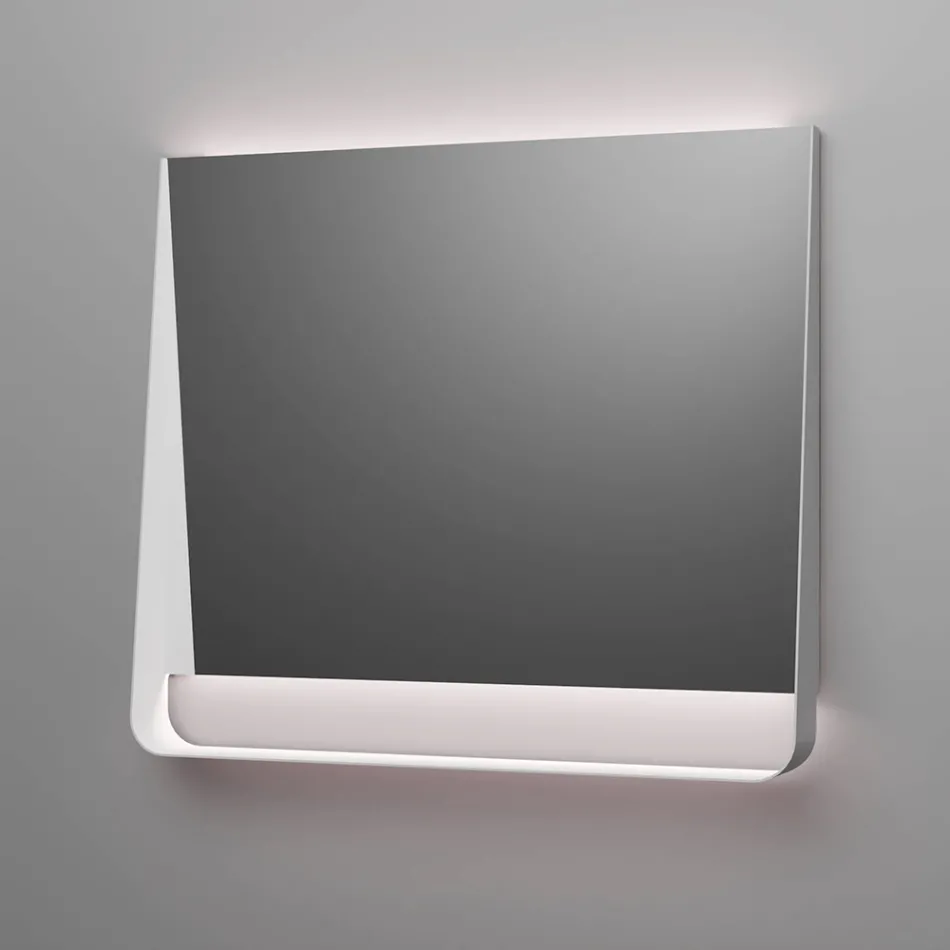 Badkameropstelling met 2 lades, witte wastafel, spiegel en wandkastje - Elios Viadurini