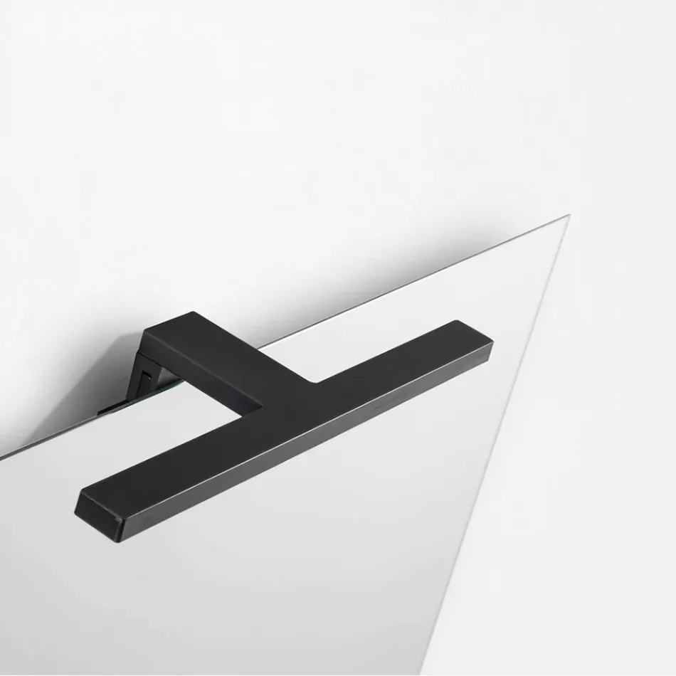 Badkamermeubel met 2 lades, grijze glazen wastafel en spiegel - Elios Viadurini