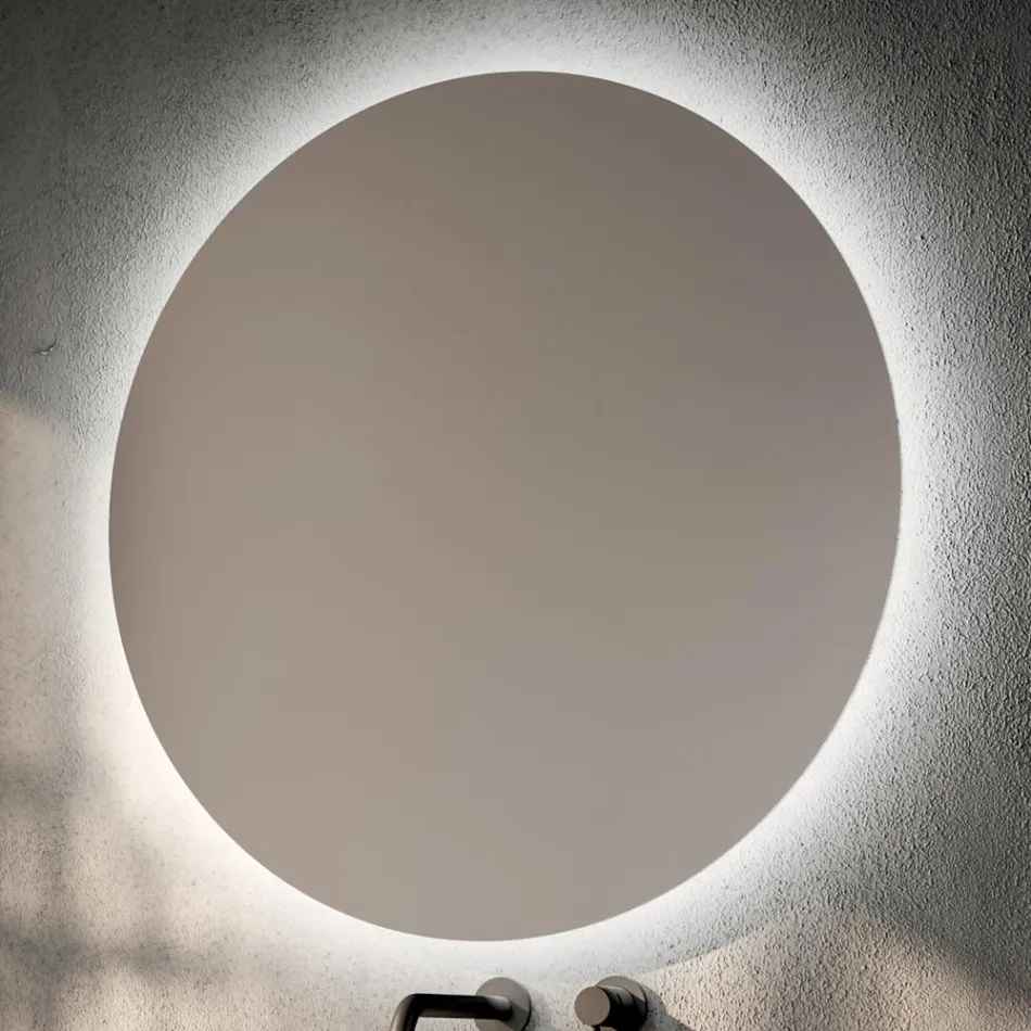 Badkamermeubelset met 2 lades, spiegel en witte kunststof wastafel - Magnolia Viadurini