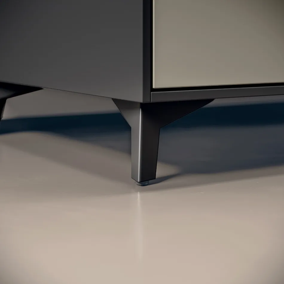 Badkamerset met 3 mat duifgrijze lades, spiegel en wastafel - Velaria Viadurini