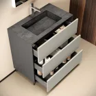 Badkamerset met 3 mat duifgrijze lades, spiegel en wastafel - Velaria Viadurini