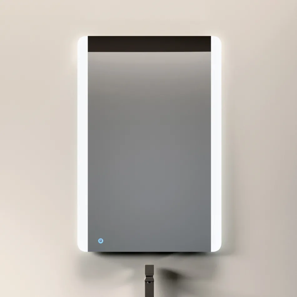 Badkamerset met 3 mat duifgrijze lades, spiegel en wastafel - Velaria Viadurini