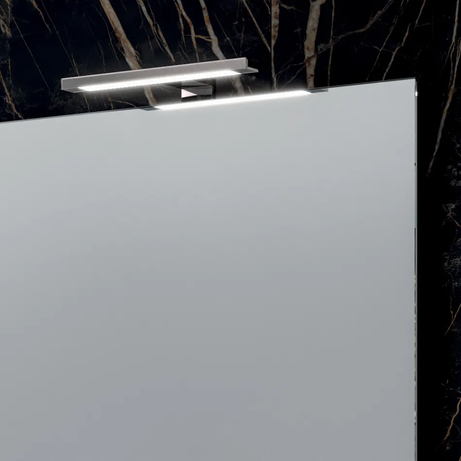 Badkameropstelling met 4 lades, 2 keramische wastafels en spiegel - Titan Viadurini