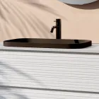 Badkamermeubel met 4 lades, zwarte keramische wastafel en spiegel - Elios Viadurini