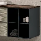 Badkamermeubel met 4 lades, wastafel, spiegel en open planken - Elios Viadurini