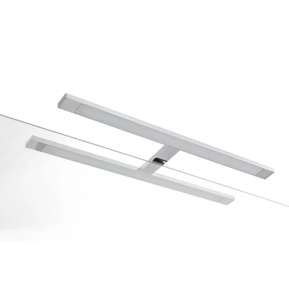 Badkamermeubel met 4 lades, wastafel, spiegel en open planken - Elios Viadurini