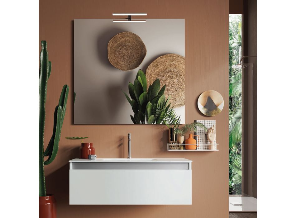 Badkamercompositie met hangende basis, spiegel en wastafel Made in Italy - Dream Viadurini